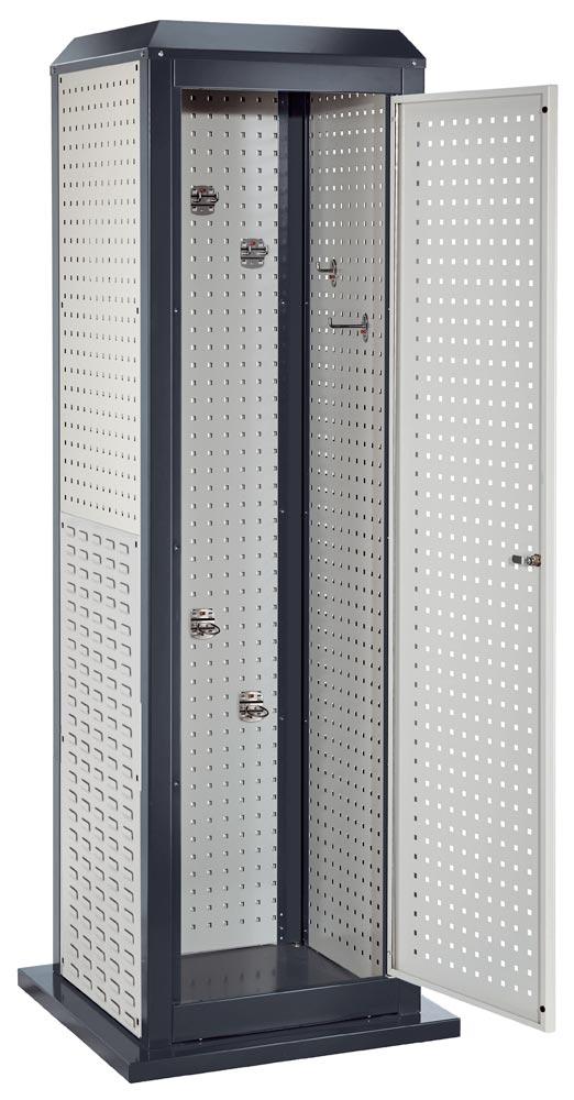 Lochplatten, Tool-Tower groß, BxTxH 700x700x2015 mm, stationär, 1 Tür, 4Platten, RAL 7016/7035