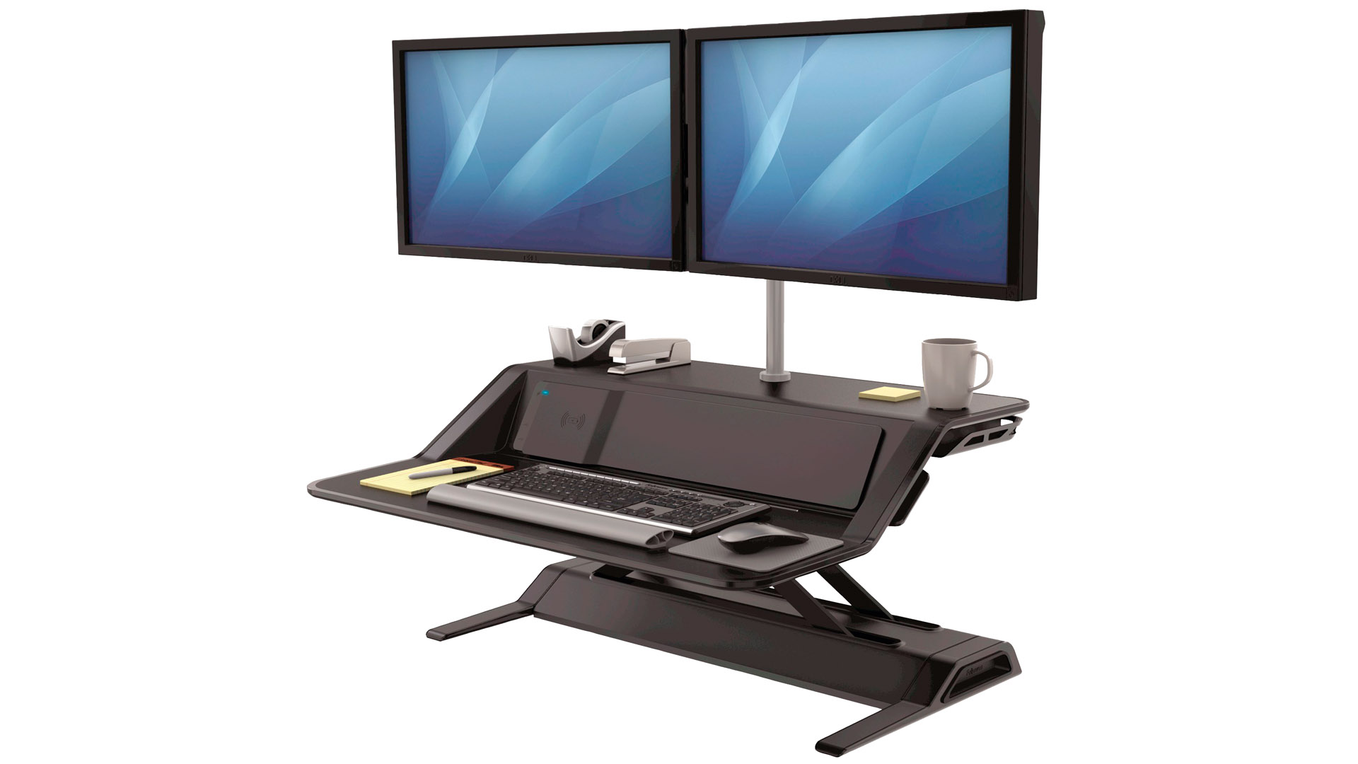 Sitz-Steh Workstation, für 1 Monitor, montiert, schwarz, Traglast 15,8 kg, BxTxH 832x616x140 mm