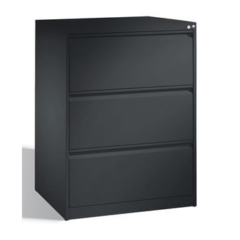 Hängeregisterschrank, Hängeregistratur, Aktenschrank, DIN A4, 3 Auszüge, zweibahnig, Farbe schwarzgrau, 1.045 x 787 x 590 mm (HxBxT)