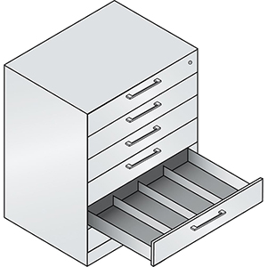 Karteischrank, BxTxH 800x600x998 mm, DIN A6, vierbahnig, 6 Schubladen, Bügelgriff, RAL 9010 reinweiß