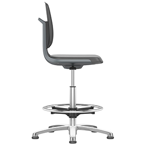 Arbeitsdrehstuhl mit Flex-Rückenlehne u. Sitzkante, Sitzschale anthrazit, Sitz Supertec schwarz, Gleiter u. Fußring, Sitz Höhe 520-770 mm