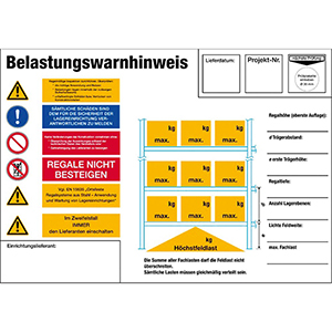 Regal-Belastungswarnhinweis