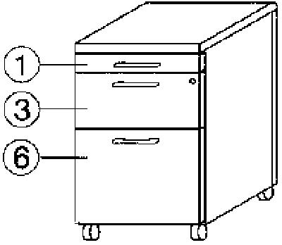 Rollcontainer, BxTxH 438x600x565 mm, 1 Utensilienschub, 1 Schublade, 1 Hängeregistratur, Zylinderschloss, weiß