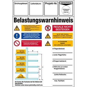 Regal-Belastungswarnhinweis