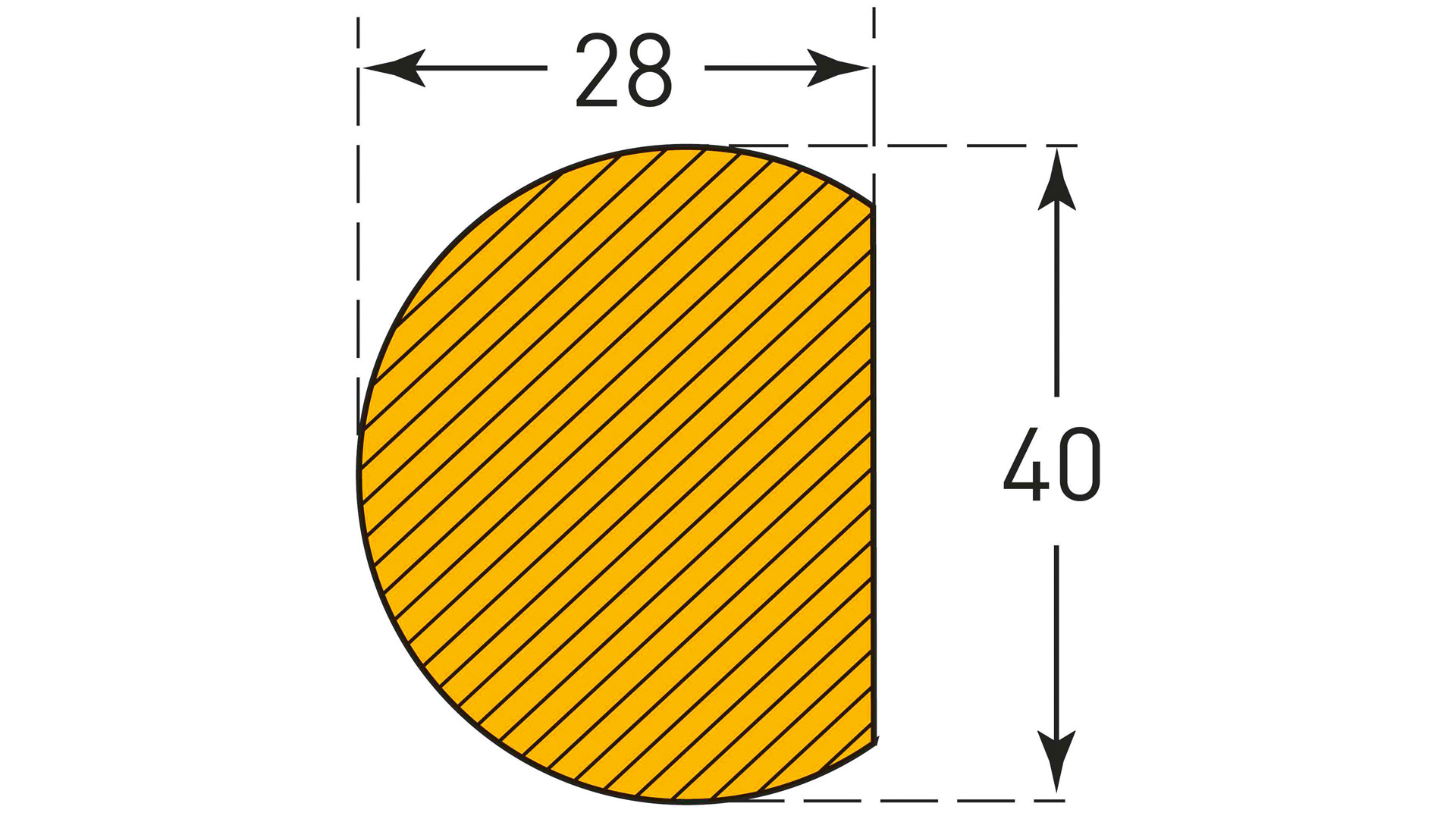 Kantenschutzprofil, Kantenschutz, Kreis, 40x28 mm, gelb/schwarz, selbstklebend, Länge 1000 mm