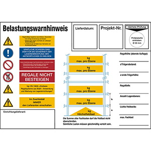 Regal-Belastungswarnhinweis