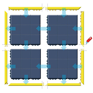 Arbeitsplatz-Fliese Ausf. Nitrilgummi, Farbe schwarz, ölfest, schwer entflammbar, LxBxH 910x910x19 mm Gewicht 12,7 kg