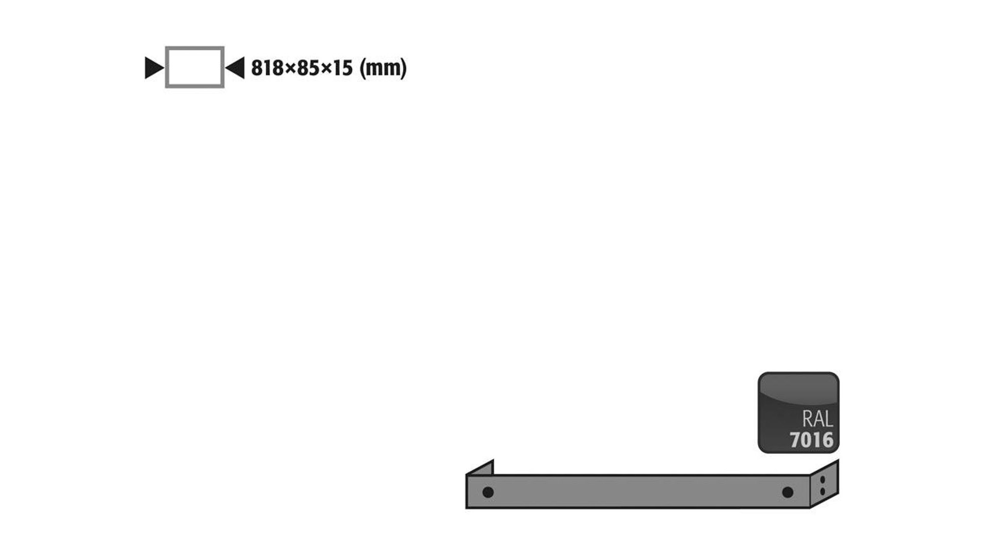 Sockelblende, BxTxH 820x90x35 mm, für Gefahrenstoffschrank Typ 90, für Breite 893 mm