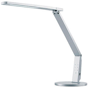 LED-Leuchte VARIO, Standfuß, Leuchtenkopf 465x44 mm, Höhe 540 mm, 1 LED, 10 W, dimmbar, USB-Anschluss, silber