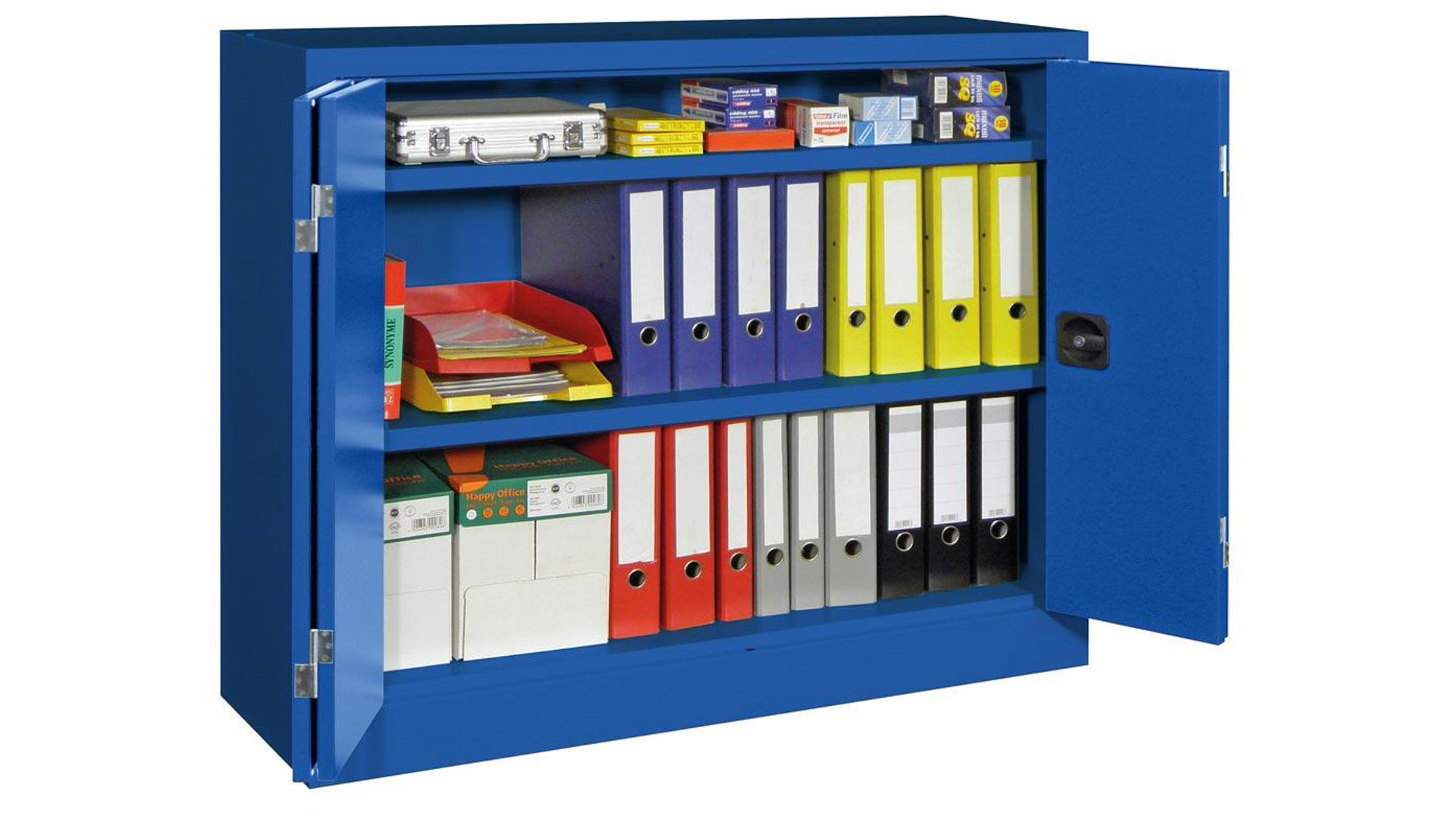 Falttürenschrank - 1000x1200x400 mm - 2 verzinkte Böden - enzianblau