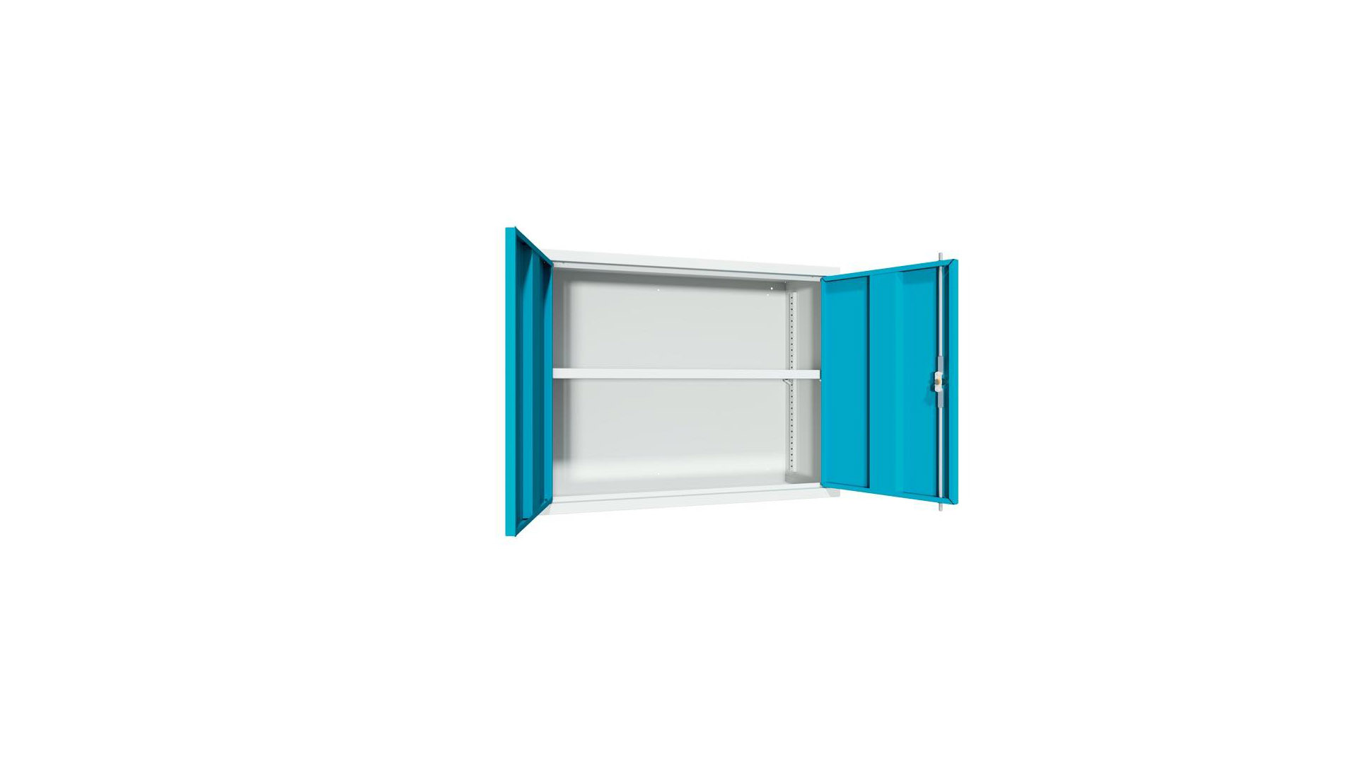 Hängeschrank, 2 Vollblechtüren, Rückwand glatt, 1 verstellbarer Boden, Zylinderschloss, BxTxH 400x300x800 mm, RAL 7035/5012