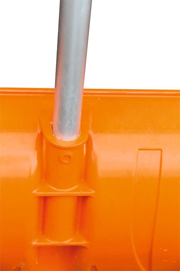 Schneeschaufel aus GFK mit vernieteter Aluminium-Kante, Stiel aus Aluminium, LxBxH, 1520x360x560, Farbe orange/Aluminium