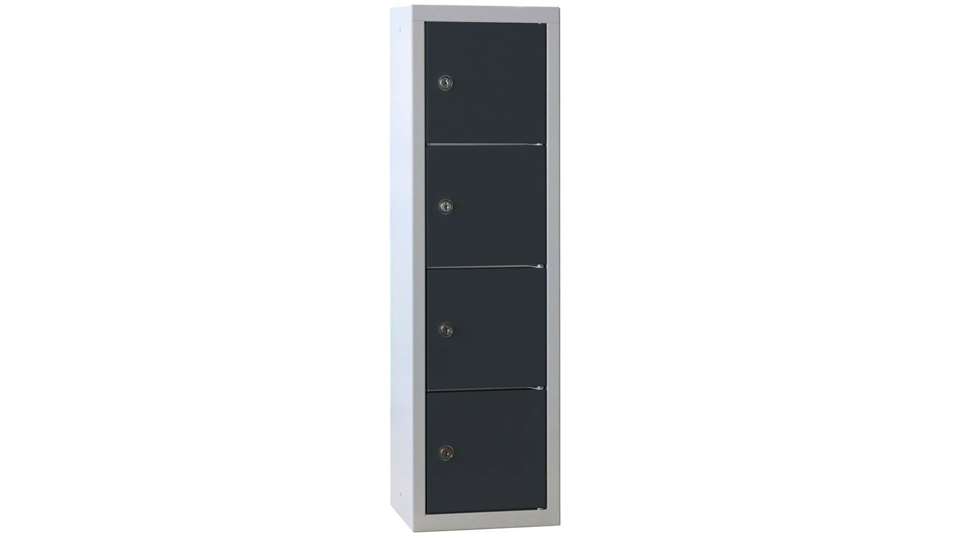 Schließfachschrank, Schließfachsäule - 778 x 225 x 200 mm (HxBxT) - 4 Fächer - lichtgrau/anthrazitgrau