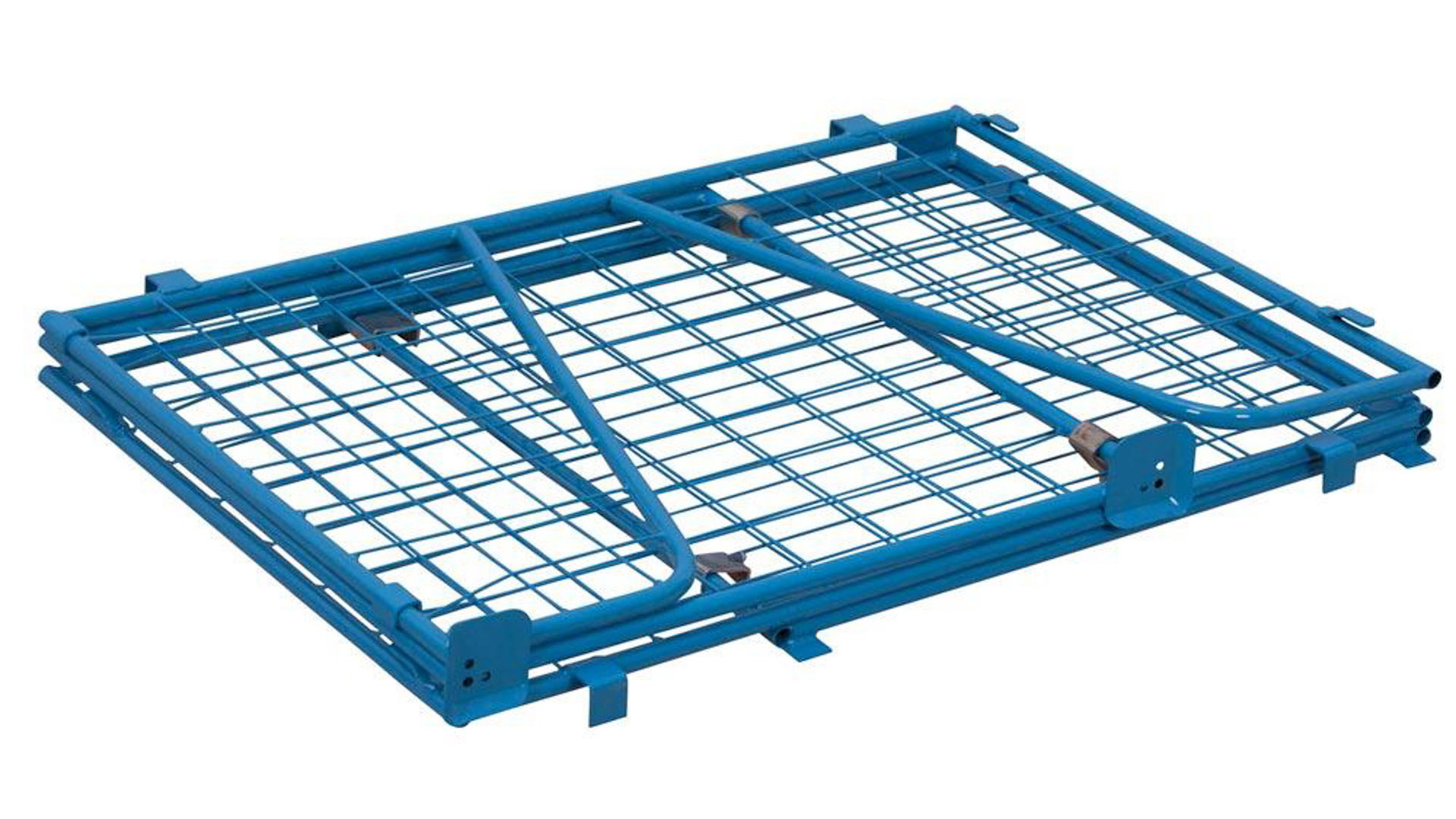 Palettenaufsatzrahmen für Industriepalette - 750 kg - Höhe 1.600 mm - 3-fach stapelbar - Gitter m. V-Ausschnitt - lichtblau