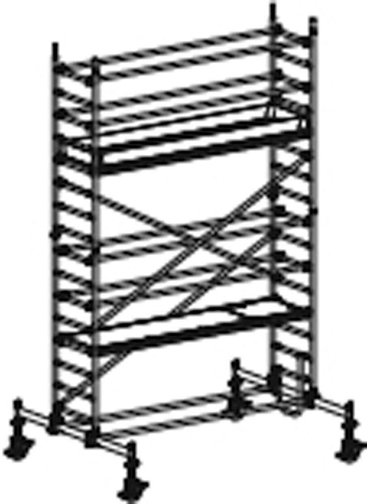 Fahrgerüst, Aluminium, mit Fahrtraverse, Reichhöhe 5,60 m, Standhöhe 3,60 m, Gerüsthöhe 4,82 m, Gewicht 224,0 kg