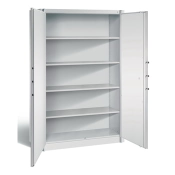 Feuergeschützter Büroschrank, Aktenschrank, Klasse A1, DIN 4102, 4 Fachböden, Korpus lichtgrau, Türen lichtgrau, 1.950 x 1.200 x 500 mm (HxBxT)