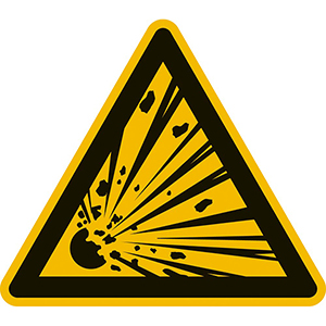 Warnschild, Warnung vor explosionsgefährlichen Stoffen, Alu, 200 mm