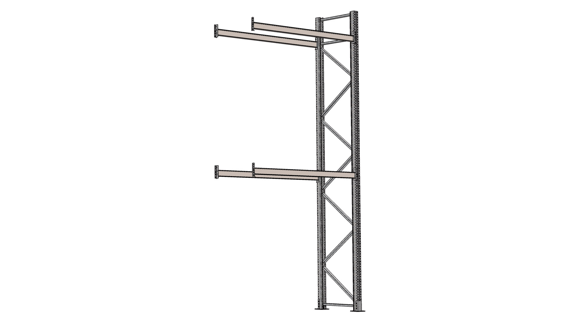 Feuerverzinktes  Palettenregal, Anbaufeld, 4 Lagerebenen, max. Palettengewicht 1000 kg,  Feldlast 6000 kg, BxTxH 1950x1100x6000 mm