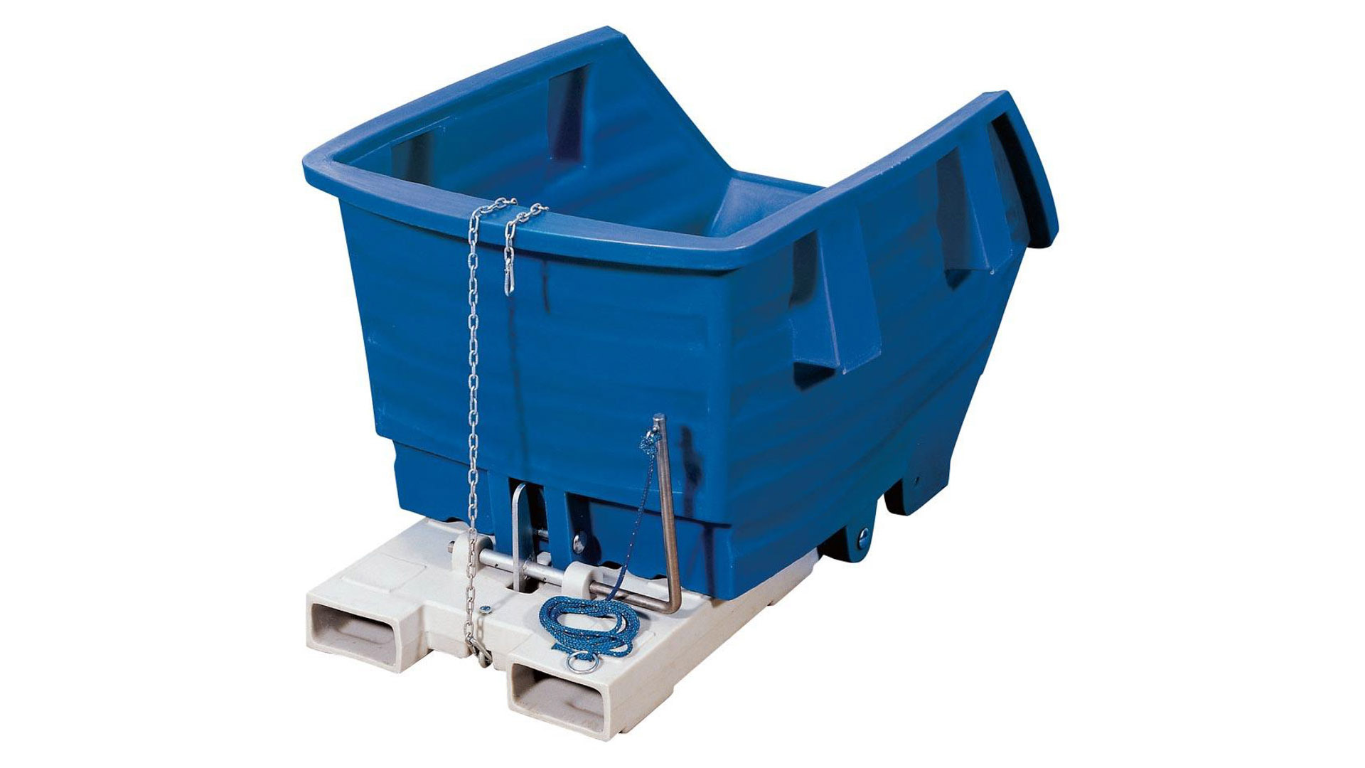PE-Kippbehälter - 750 l - 250 kg - 890x1150x1650mm - Staplertaschen - blau