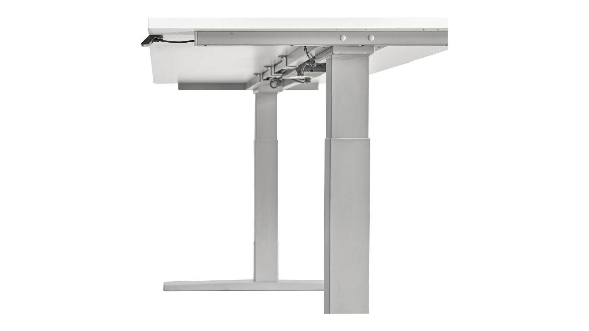 Schreibtisch elektrisch höhenverstellbar von 700-1200 mm, Tastschalter, BxT 1600x800 mm, grau