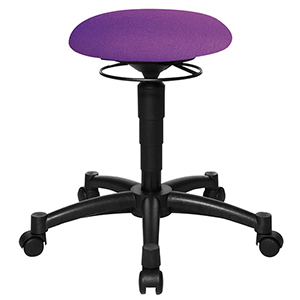 Bürohocker mit beweglicher Sitzfläche, Sitz-Durchm.xH 360x420-550 mm, Sitz lila, mit Rollen