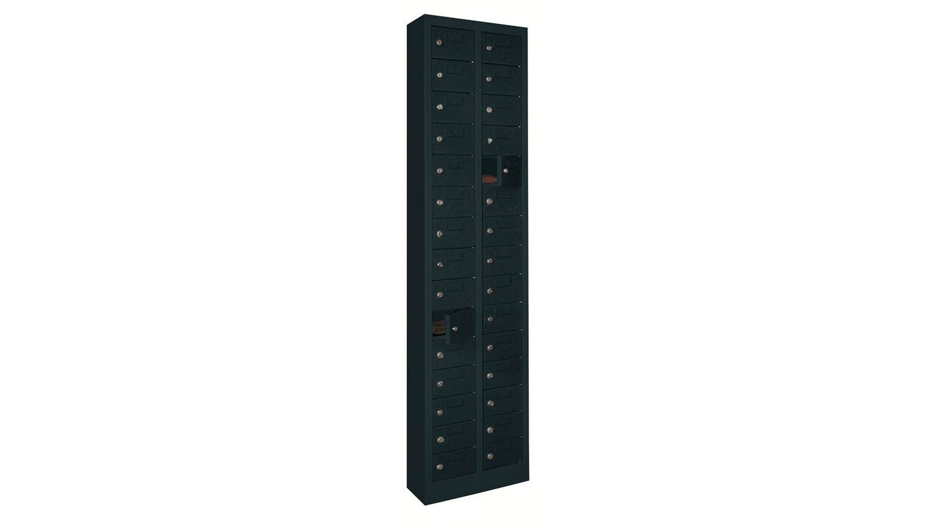 Schließfachschrank, Kleinfachschrank - 30 Fächer - 1.950 x 460 x 200 mm (HxBxT) - Etikettenrahmen - anthrazitgrau/anthrazitgrau