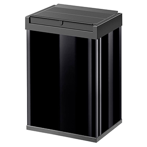 Großraum-Abfallbox, Volumen 35 l, BxTxH 340x260x500 mm, Gehäuse Stahlblech schwarz, Kunststoff-Schwingdeckel schwarz