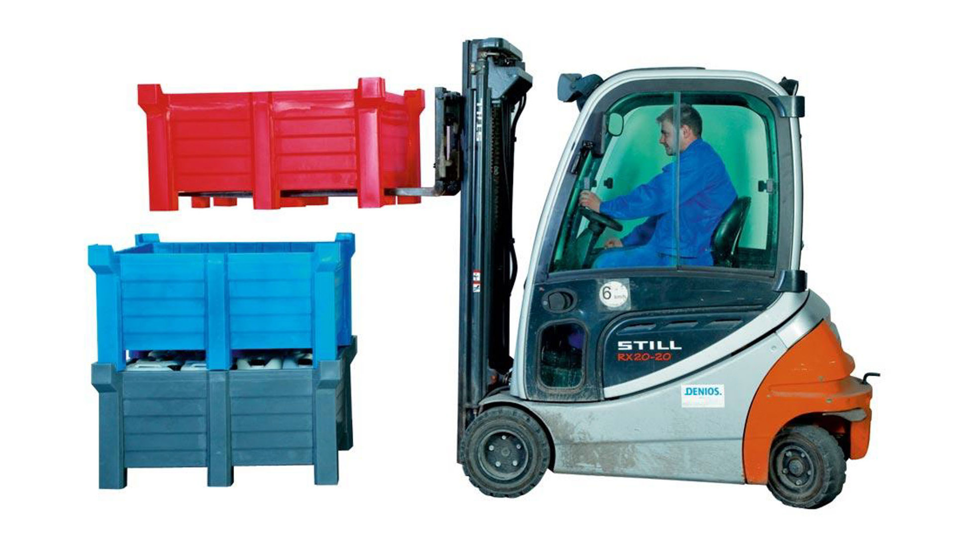 Transportbehälter PE - 90 l - 500 kg - 860x560x540 mm - stapelbar - blau