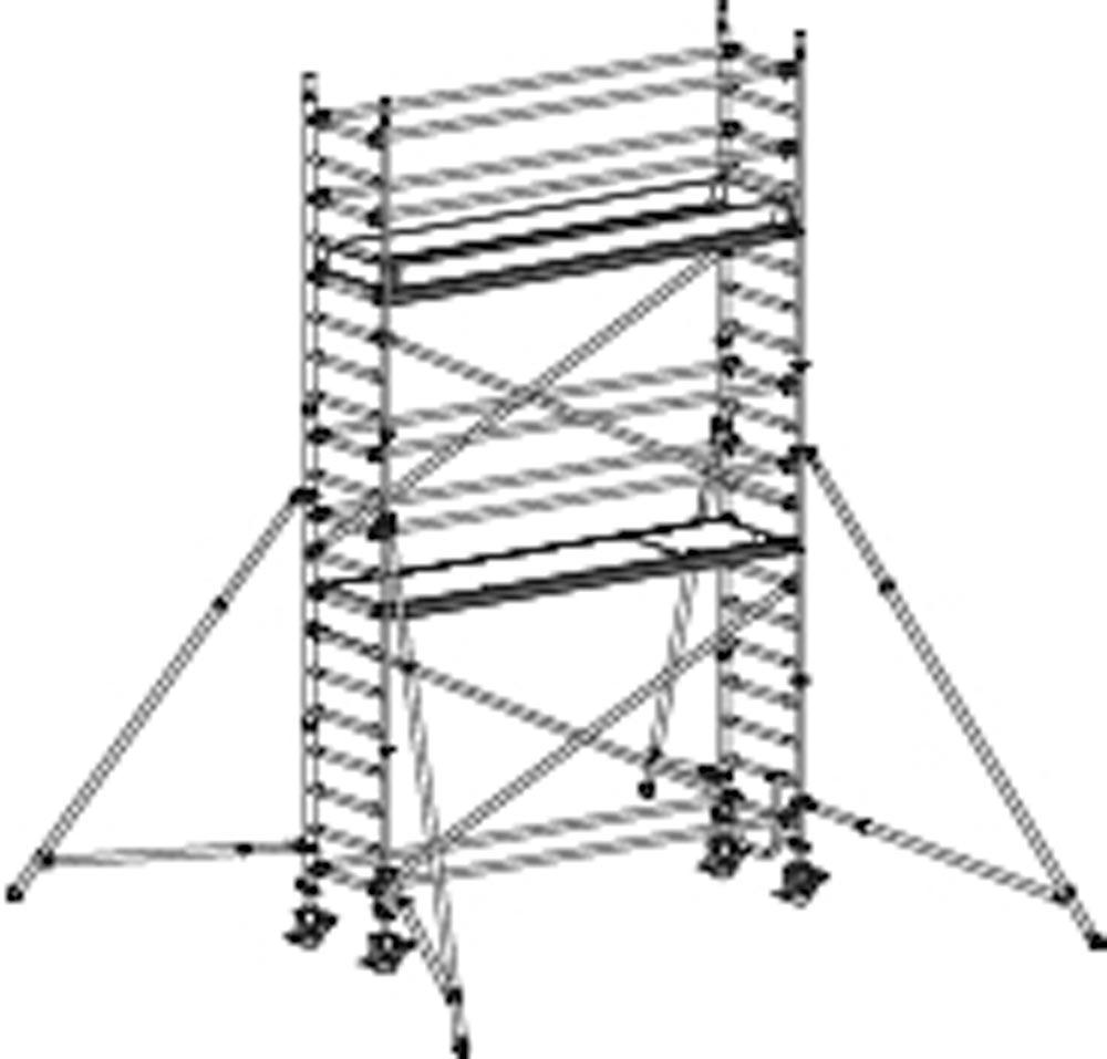 Fahrgerüst, Aluminium, mit Ausleger, Reichhöhe 6,40 m, Standhöhe 4,40 m, Gerüsthöhe 5,64 m, Gewicht 203,4 kg