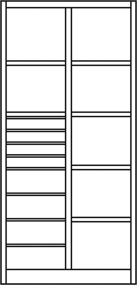 Werkzeugschrank mit 6 Böden und 8 Schubladen, BxTxH 930x500x1950, RAL7035