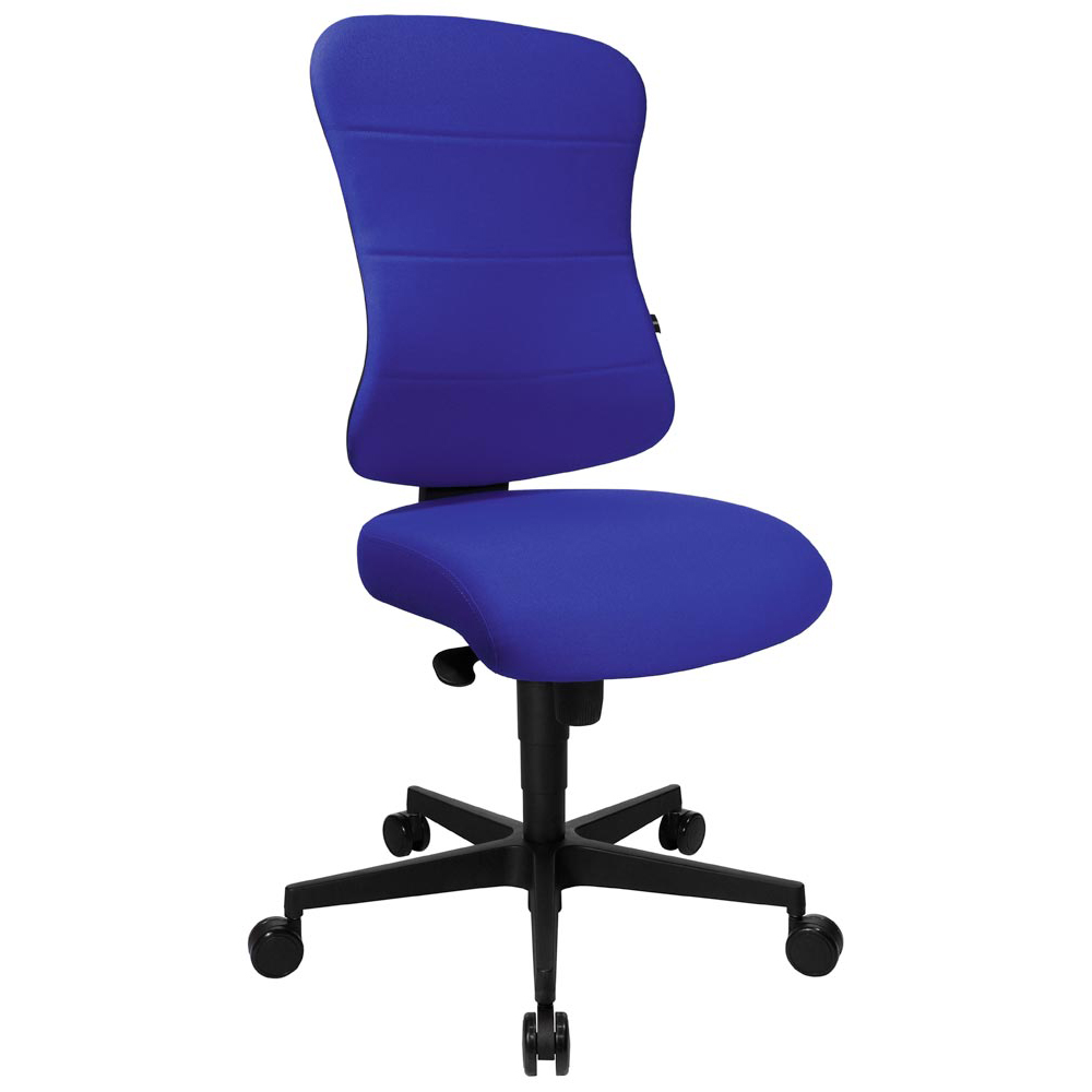 Bürodrehstuhl, Sitz-BxTxH 500x480x420-550 mm, Lehnenh. 600 mm, Synchronm., Muldensitz mit Federkissen, royalblau