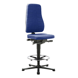 Arbeitsdrehstuhl mit Sicherheitsgasfeder, Sitz Stoff, blau, mit Gleitern und Fußring, Sitz Höhe 620-900 mm