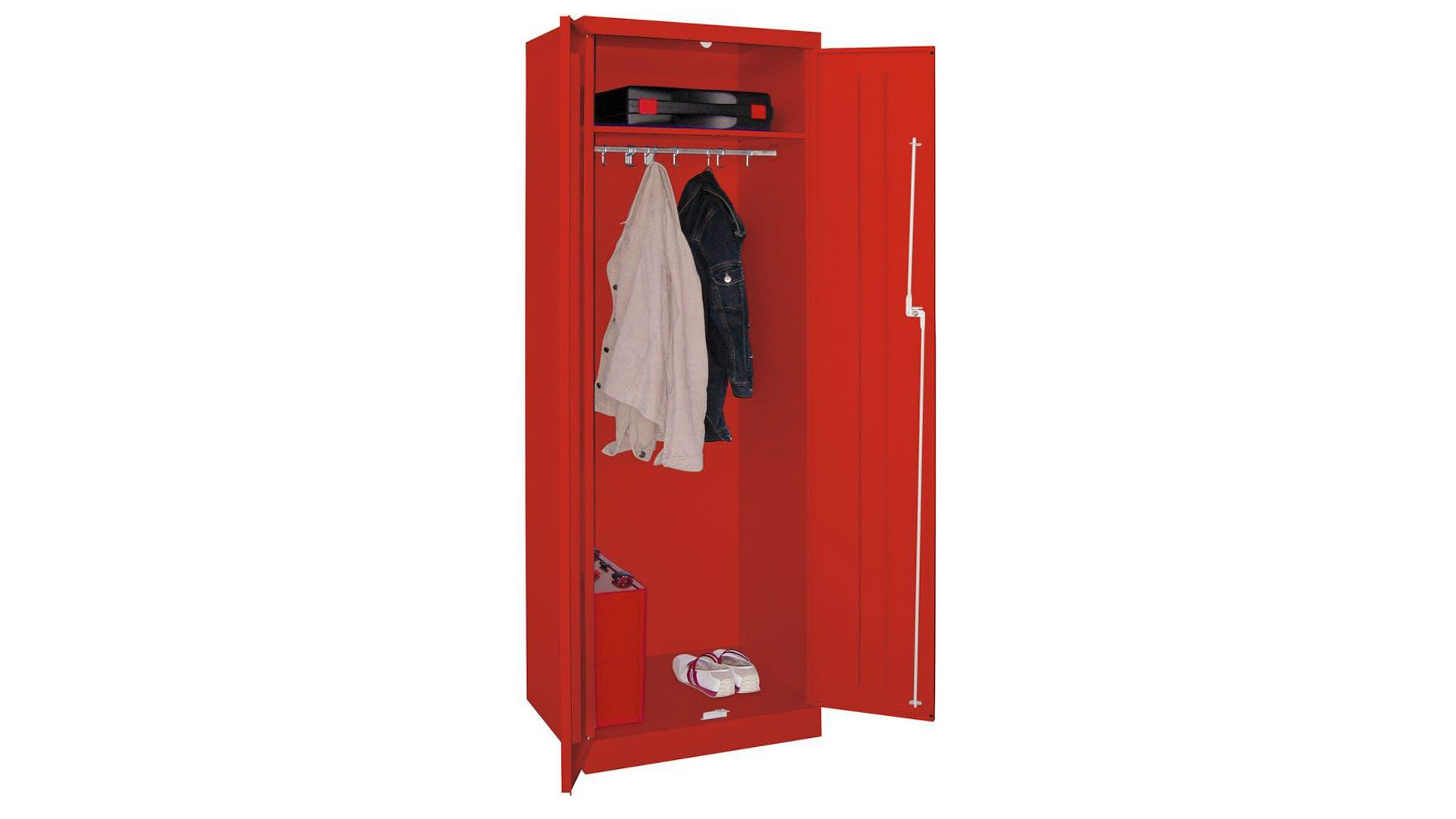 Garderobenschrank - 1 Fachboden - Kleiderstange - 1.800x600x500 mm (HxBxT) - Zylinderschloss - feuerrot