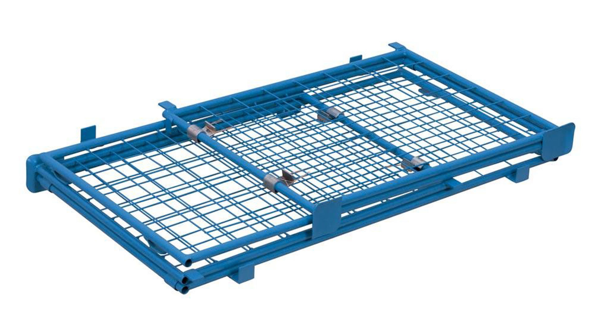 Palettenaufsatzrahmen für Industriepalette - 1.500 kg - Höhe 600 mm - 4-fach stapelbar - Gitter - lichtblau